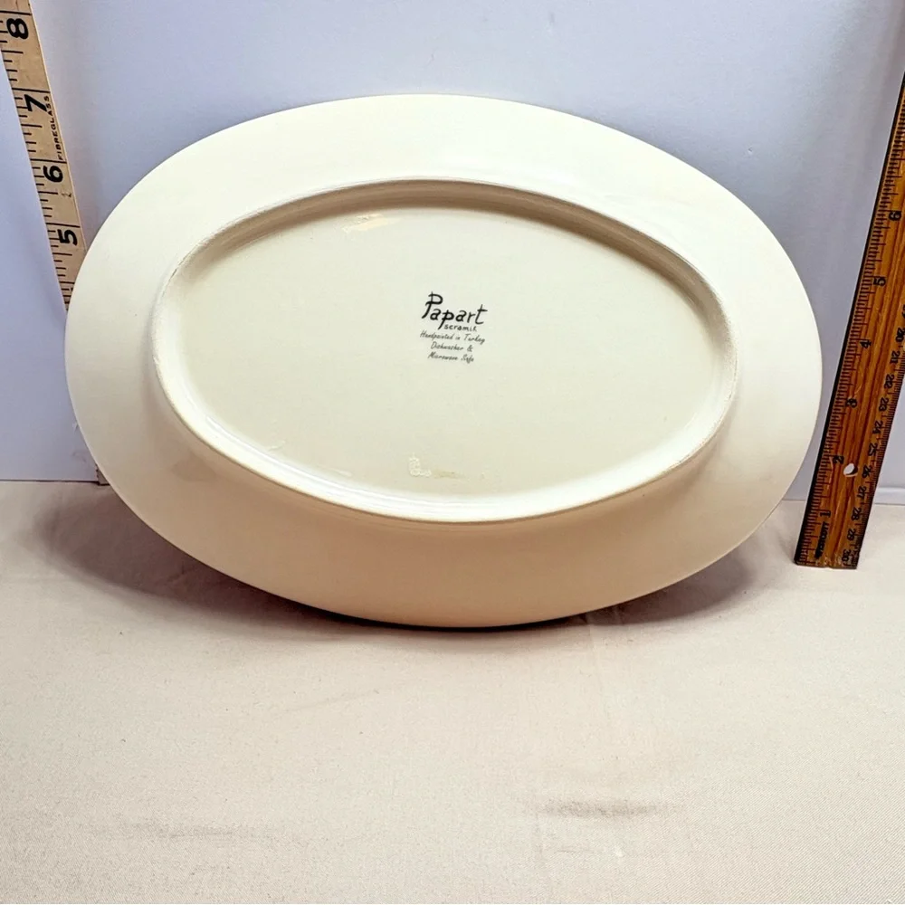 Papart just beautiful handpainted in Turkey Festive Holly Leaf Oval Platter